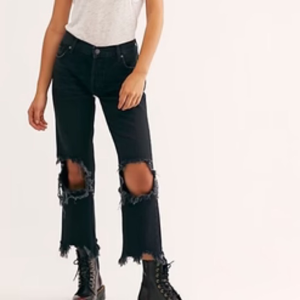 Free People Maggie Mid Rise denim jeans black
